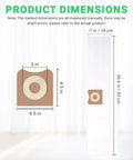 VF3501 Dust Bags Replacement For Ridgid And Workshop Vacuums 3 To 4.5 Gallon Size C WS32045F dimensions diagram
