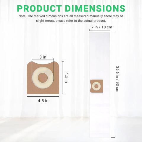 VF3501 Dust Bags Replacement For Ridgid And Workshop Vacuums 3 To 4.5 Gallon Size C WS32045F dimensions diagram