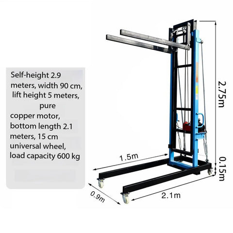 Heavy Duty Portable Lift Platform Panel Lift Hoist For Cold Storage Sheet Bricks And Ducts with specifications and dimensions