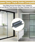 Gray Sliding Shower Door Bottom Guide With Slick Roller Track For Standard Glass Doors Up To Five Sixteenth Inch Thickness, detailed view.
