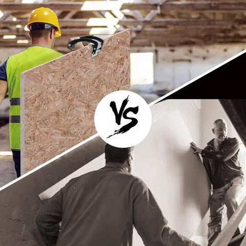 Comparison of One Hand Plywood Carrier and Panel Lifter Clamp for Drywall and Sheet Goods versus manual lifting with two people