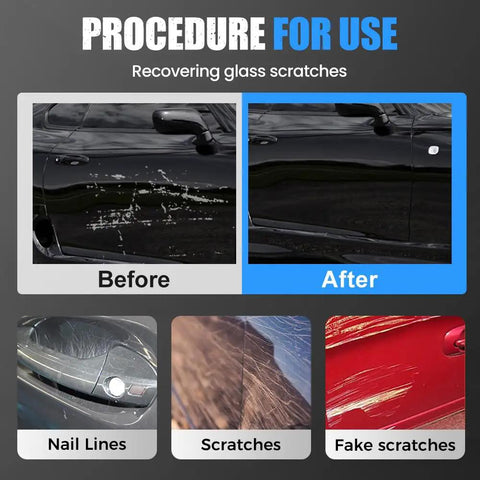 Before and after results of 2025 Upgrade Car Scratch Repair Paste For Deep Scratches With Wide Sponge on vehicle surface.