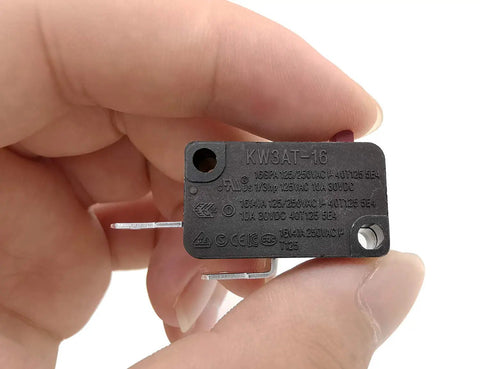 Microwave Oven Door Switch Replacement Part 16A 125VAC Normally Open KW3AT-16 downwards compatible with KW3A-16 in hand.