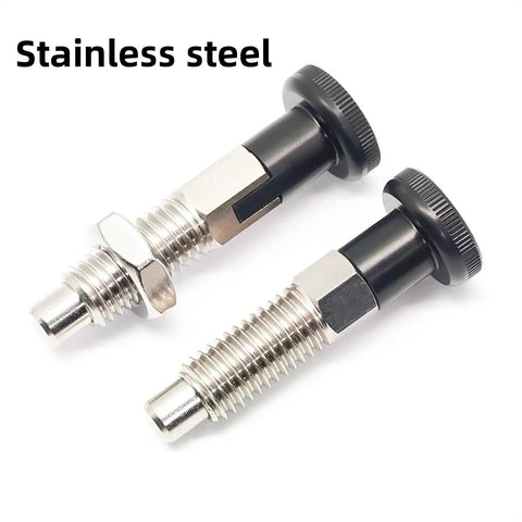 Two Pack Push Fit Ball Nose Spring Plunger M10x1.5 Stainless Steel Retractable Index Locating Pin Plug And Play Positioning Tool for industrial use.