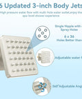 Hydrotherapy Shower Body Sprays Jets Kit Brass Square 3 Inch Spa Massage Body Sprayer Detail with 36 Holes and Adjustable Angles.