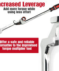 15 Inch Wrench Extender Tool With Torque Multiplier Extension Bar for maximum leverage, shown with ergonomic rubber grip.