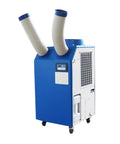 Heavy Duty Rolling Industrial Spot Cooler With 14L Reservoir And Adjustable Vents Delivers Straight Up 18700 Btu for workshops and garages.
