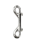 Four Inch Double Ended Snap Hook Nickel Plated Steel With Snappy Spring Gates built like a tank, shown from a top view.