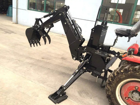 Beefed Up Backhoe Excavator Tractor Attachment With PTO Pump And Tank, 10 Inch Bucket, 6 Ft Digging Depth, 4928 Lbs Force, side view