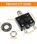 20 Amp Push Button Circuit Breaker 125 To 250V AC And 50V DC, thermal overload protector, black, with mounting nut