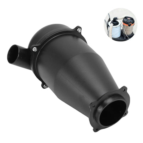 Turbocharged Filtration Cyclone Dust Collector Separator With Sealing Ring for wet and dry vacuums in black plastic design.