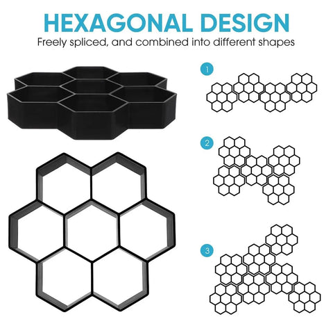 Hexagonal DIY Garden Paving Molds Irregular Concrete Paver Molds For Walkways Patios And Lawn Areas Heavy Duty Plastic Easy To Use