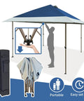 13x13 No Fuss Quick Setup Pop Up Canopy Tent Shelter With Wheeled Carry Bag Portable Commercial Gazebo for Outdoor Events Includes Sandbags Stakes And Ropes Navy That Stays Stable In Wind