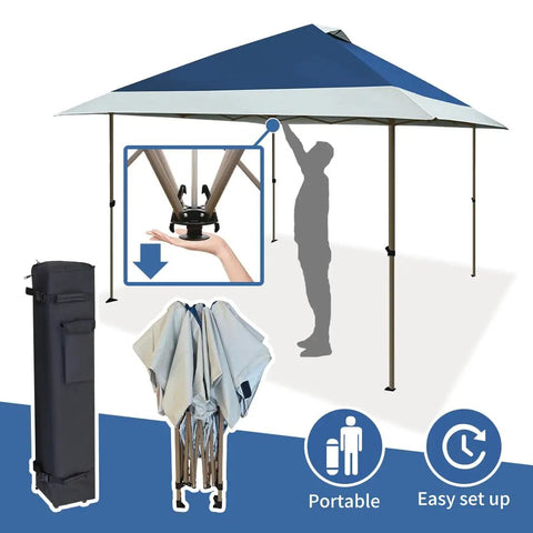 13x13 No Fuss Quick Setup Pop Up Canopy Tent Shelter With Wheeled Carry Bag Portable Commercial Gazebo for Outdoor Events Includes Sandbags Stakes And Ropes Navy That Stays Stable In Wind
