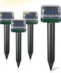 Solar Powered Ultrasonic Mole And Pest Deterrent For Outdoor Gardens, Waterproof Yard Repeller set of four units