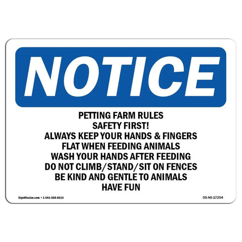 Petting Farm Rules Safety Sign Keep It Safe First Always Durable Rigid Plastic Sign For Outdoor Or Indoor Use Protect Your Business Work Site Warehouse And Shop Area Made In The USA