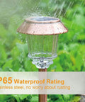 Six Pack Solar Pathway Lights Outdoor Dimmable 10 to 40 Lumens Waterproof IP65 in rain, glass and metal design for gardens