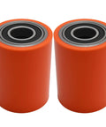 2Pcs Load Wheel Set Replacement For Toyota 8HBW23 Electric Pallet Jack Lift Truck. Heavy duty orange nylon casters.