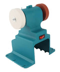 Cordless Mini Bench Grinder 200W 7000Rpm Battery Powered Tool With Compact Size For Metal Wood Polishing And Knife Sharpening Cordless Convenience Rock Solid Stability, teal design with white polishing wheel.