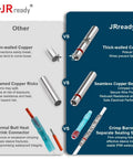 Comparison of thin-walled copper and JRready thick-walled copper, showcasing the IP68 Waterproof Heat Shrink Butt Splice Connector Kit.