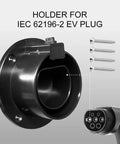 Holder for IEC 62196-2 EV Plug with screws and charging cable detail