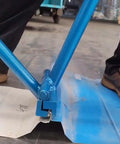 Using Pro Grade Standing Seam Roof Hand Seamer 475 Heavy Duty 2 In 1 Sheet Metal Bender on a standing seam panel, close-up view.