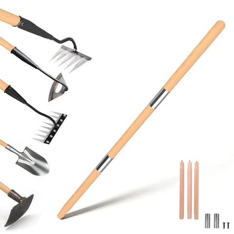 Wooden Hoe Handle Replacement 47 Inch Long With 1.3 Inch Diameter Tapered End Fits Hollow Hoe Forks Shovels Garden Rakes