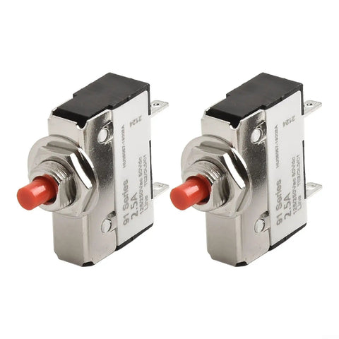 Straight Up No Sweat Push Button Circuit Breaker Switch 2.5A To 5A with tactile red reset button, pack of two.