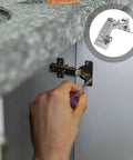 Installing hidden concealed door hinges with 170 degree large angle for easy operation recessed secret door hardware on a cabinet