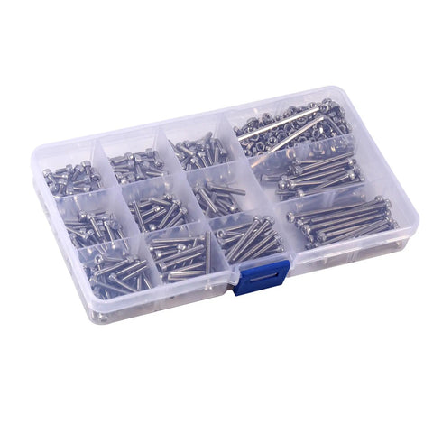Hardcore 440 Piece 304 Stainless Steel Hex Head Socket Screws And Nuts Assortment Kit M3 Metric Bolts in organizer case