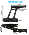 Heavy Duty Coffee Table Lift Top Hardware With Hydraulic Gas Spring Mechanism, detailed product size measurements shown.