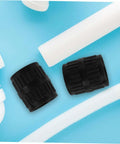 Two Pack Tubing Reamer Tool Set For Pipes Inner And Outer Deburring Chamfering on blue background with white pipes.