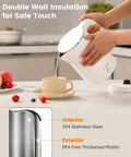 Electric Kettle Stainless Steel 1 Liter 1200W Quick Boil With Double Wall Cool Touch Design Auto Shut Off BPA Free 304 Stainless Steel Water Boiler For Coffee Tea Maker Warmer Heater White