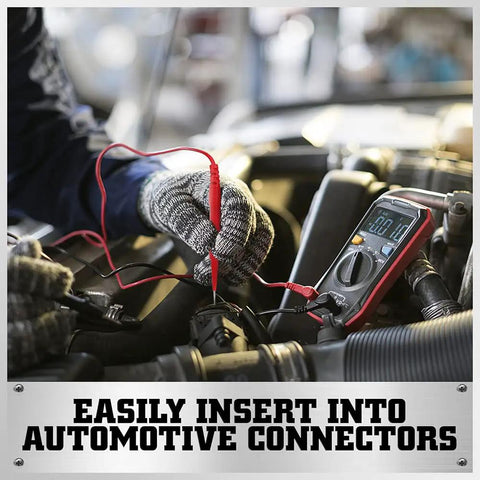 22 Piece Back Probe Kit With Multimeter Probes Test Leads And Alligator Clips For Auto Electrical Diagnostics in use