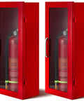 Two Pack Ten Pound Fire Extinguisher Cabinet For Wall Or Surface Mount Red 22 Gauge Steel Built To Last Heavy Duty