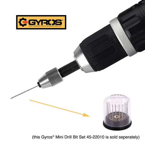 Keyless Mini Chuck Adapter With One Quarter Inch Hex Shank For Micro Drill Bits 60 To 80 attached to a power tool.