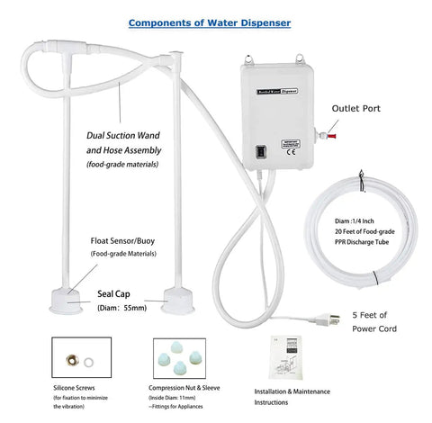 110V Drinking Water Pump For 5 Gallon Bottle Dispenser System Dual Inlet On Demand Water Pump For Fridge Ice Maker Coffee Maker Faucet BPA Free
