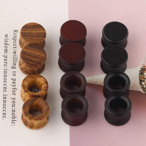 Wood Ear Tunnels Set Of 12 Pairs Dope 00 Gauge 10mm Wooden Gauges Natural Black Brown Vintage Flesh Plugs Piercing Stretcher
