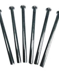 Top Shelf 3.5 Inch Interior Door Hinge Pins Slick Black Oil Rubbed Bronze Replacement Screws Six Pack close-up view of six black pins.
