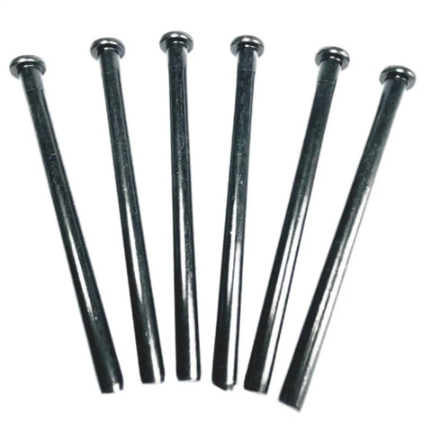 Top Shelf 3.5 Inch Interior Door Hinge Pins Slick Black Oil Rubbed Bronze Replacement Screws Six Pack close-up view of six black pins.