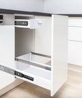 Eight Pack Built Tough Black Full Extension Drawer Slides Side Mount Ball Bearing Cabinet Rails With Mounting Screws in kitchen cabinet.
