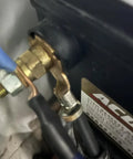 Rock Solid Brass Side Post Battery Terminal Bolt Extender Stud Compatible With Gm Batteries No Hassle Straight Swap For Wire Connections Built Tough Pack Of Two, close-up of brass terminal connection.