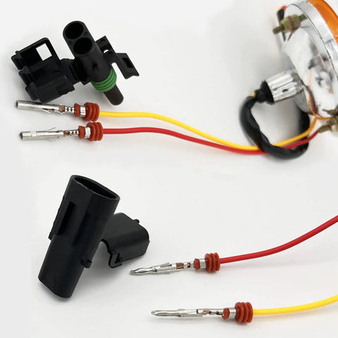 Twippo Weather Pack Connectors 18-14 AWG Kit With 26 Sets Includes Waterproof Sealed Terminals And Housings on red yellow wires