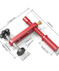 Adjustable MFT Bench Clamp For Woodworking With 19mm Aluminum Alloy Dog Hole Clamp shown with dimensions