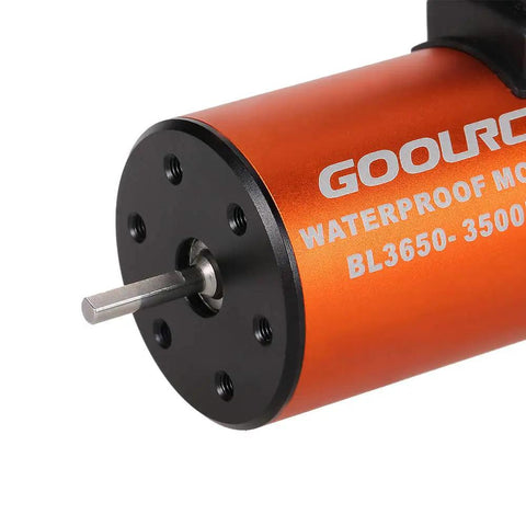 Close-up of Waterproof 3650 3500KV Brushless Motor With 60A ESC Combo For One Tenth Scale RC Cars And Trucks High Torque 4 Pole Design