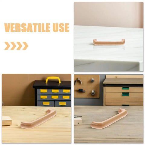 Collage showing 4Pcs Beech Wood Drawer Pulls For Cabinets And Dressers Modern Kitchen Hardware Screws Included, versatile use display.