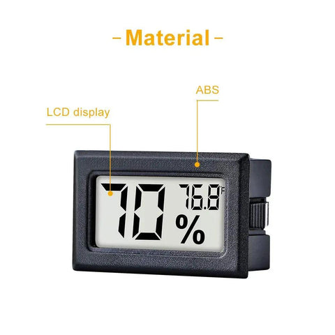 Mini Digital Temperature And Humidity Gauge With Built In Probe, Handy Compact Indoor Thermometer And Hygrometer With LCD Display In Fahrenheit, Ideal For Humidors, Greenhouses, Gardens, And Home Climates. Black ABS LCD display