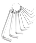 Get This 10 Piece Hex Wrench Set With Key Ring For Biking And Home Fixes That Totally Slings Tightening Bolts Smoothly For Any Auto Or DIY Job Needing Versatile Tooling Magic. 10pc silver hex keys on ring, assorted sizes