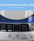 No Sweat Super Compact 1.34 Cu Ft Portable Washing Machine Fully Automatic control panel with settings for wash and rinse.