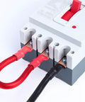 Close-up of Heavy Duty Pro Grade Copper Wire Lugs and Heat Shrink Tubing Kit 264 Pcs battery cable ends AWG 8 to Two Zero lugs connected